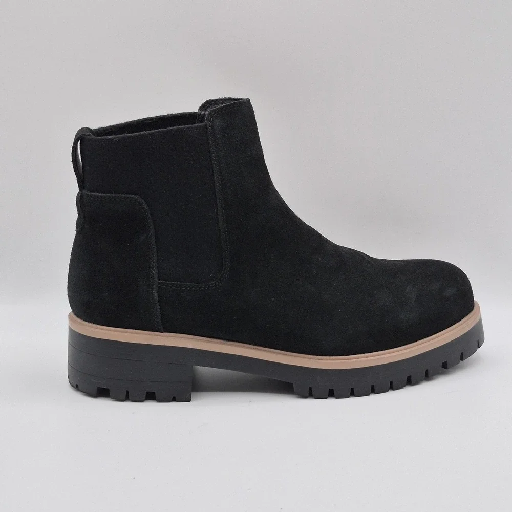 Eddie Bauer Boots Womens Size 11 Black Suede Bellingham Chelsea Waterproof Ankle